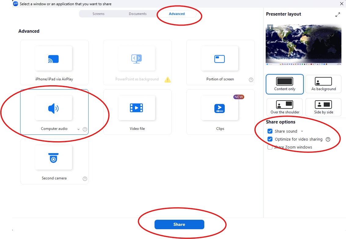 Share dialog